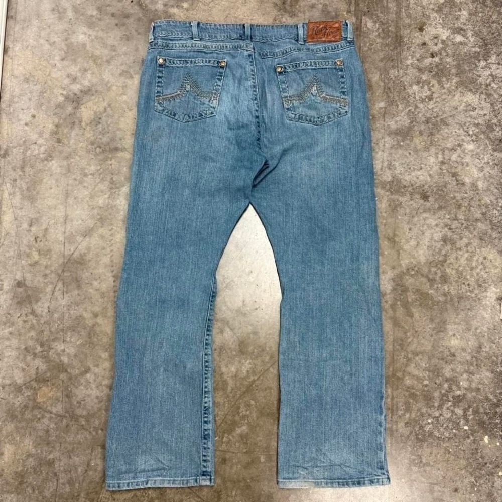 Y2K Rock 47 Denim Light‎ Wash Distressed Slim Bootcut Jeans 40x31